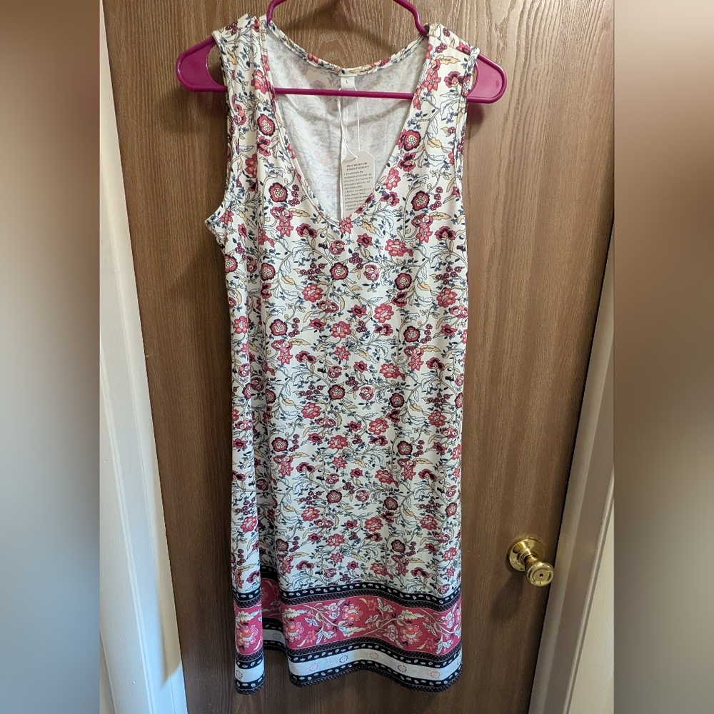 Floral Sleeveless Mini Dress Made With Love New Size Large Soft Colorful